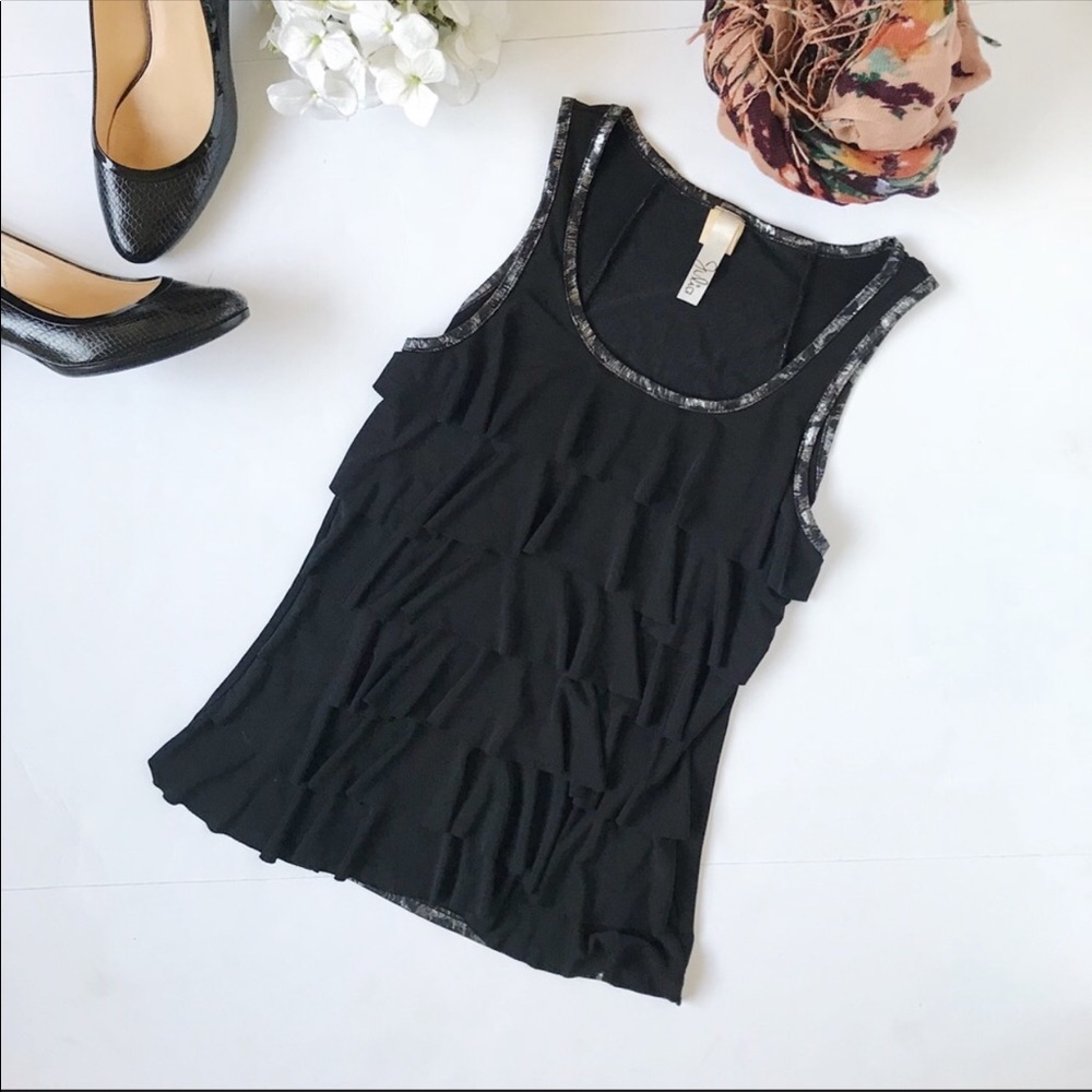 3/$20 Y2K Black Tiered Ruffle Tank Top